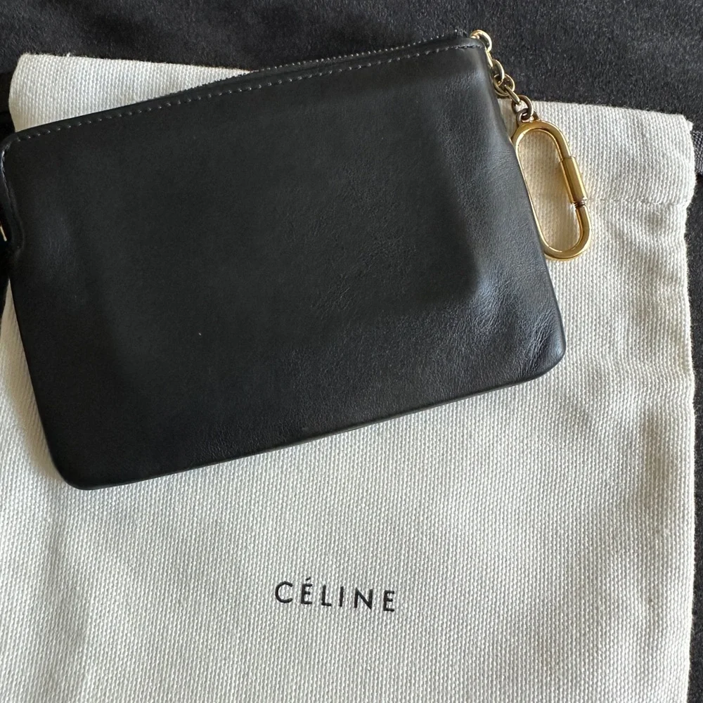 CÉLINE SLG Key Coin Card Pouch Black Leather/Gold Hardware - Anniversary Edition - Picture 3 of 8